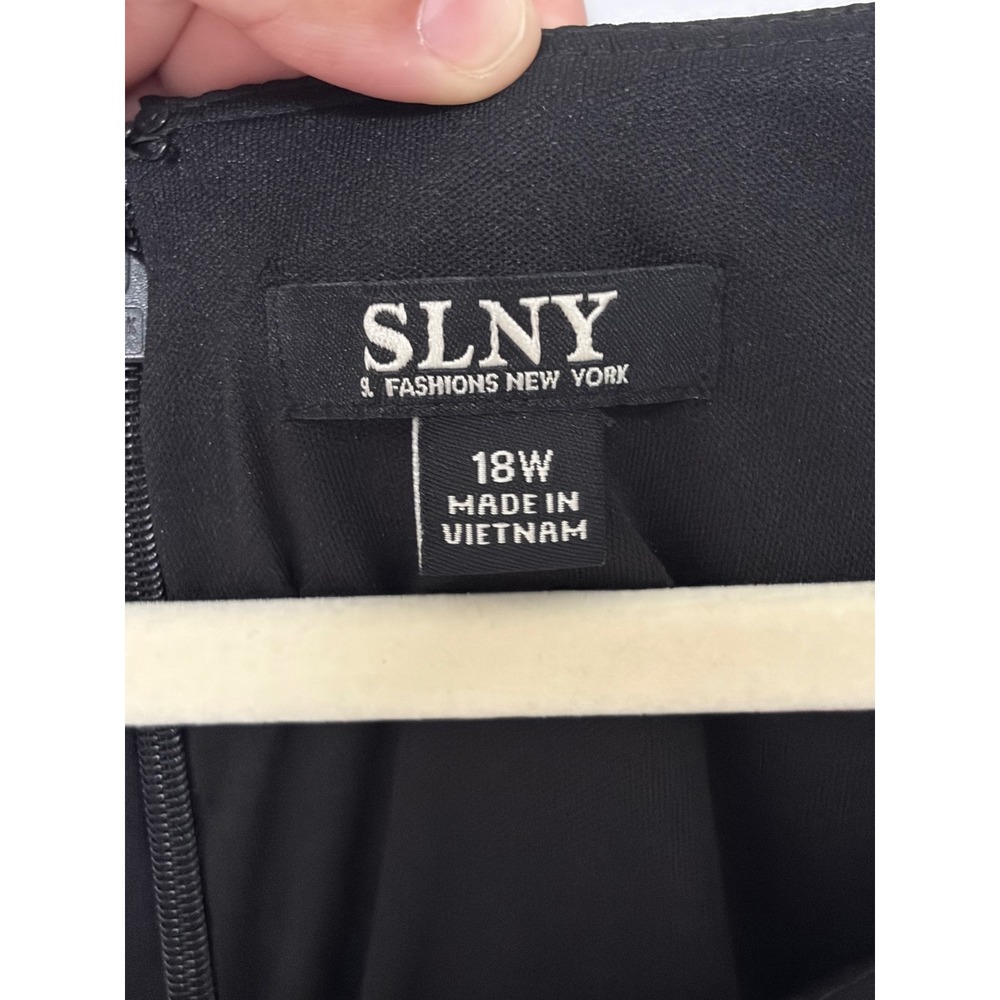 SLNY Womens Plus 18W Black Silver Metallic Capelet Sheath Cocktail Dress 9479502 - Picture 6 of 7